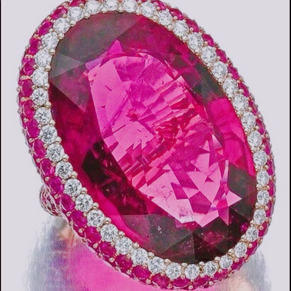 🌹HostPick🌹18+ carat HUGE Pink Ruby & Sim Diamond Ring Sterling Silver NEW. - Picture 8 of 11